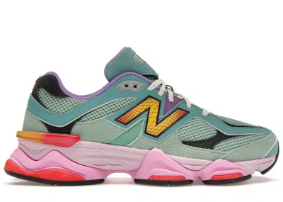 Pre-owned New Balance Men's  9060 Warped Sneakers In Green/red In Multi