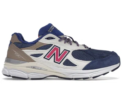 Pre-owned New Balance Men's  990v3 Miusa Kith Daytona (with Socks) Sneakers In Tan/navy Blue/pink