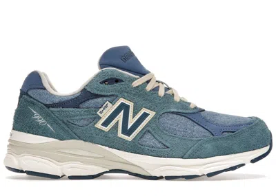 Pre-owned New Balance Men's  990v3 Miusa Levi's Denim Sneakers In Mallard Blue/dark Blue