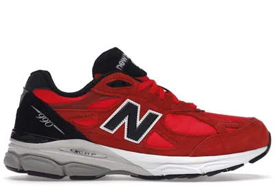 Pre-owned New Balance Men's  990v3 Miusa Suede Sneakers In Red/hot Pink/black In Multi