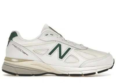 Pre-owned New Balance Men's  990v4 Miusa White Green Sneakers In Calcium/forest Green