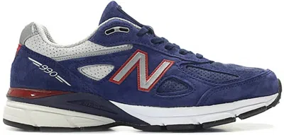 Pre-owned New Balance Men's  990v4 Navy Sneakers In Blue/red
