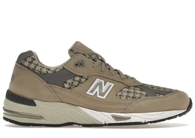 Pre-owned New Balance Men's  991 Miuk Harris Tweed Sneakers In Beige/grey/white