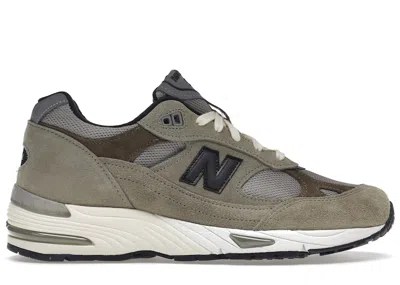 Pre-owned New Balance Men's  991 Miuk Jjjjound Grey Olive Sneakers In Cobblestone/covert Green/black