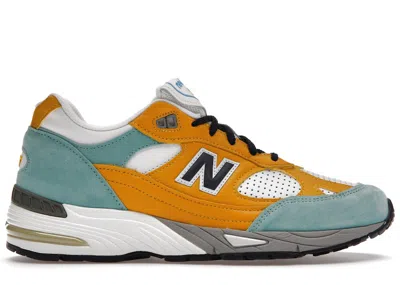 Pre-owned New Balance Men's  991 Miuk Sns Secret Colorway Sneakers In Yellow/mint/white