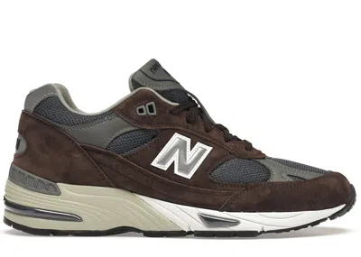 Pre-owned New Balance Men's  991 Sneakers In Brown/grey/navy Blue