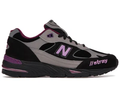 Pre-owned New Balance Men's  991 Stray Rats Sneakers In Black/grey/pink In Multi