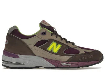 Pre-owned New Balance Men's  991 Stray Rats Sneakers In Brown/grape/tan In Multi