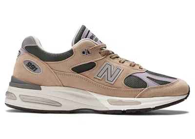 Pre-owned New Balance Men's  991v2 Miuk Essentially Offbeat Pack Sneakers In Cement/douglas Fir In Multi