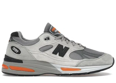Pre-owned New Balance Men's  991v2 Miuk Grey Orange Sneakers In Pelican/abbey Stone/persimmon Orange In Multi