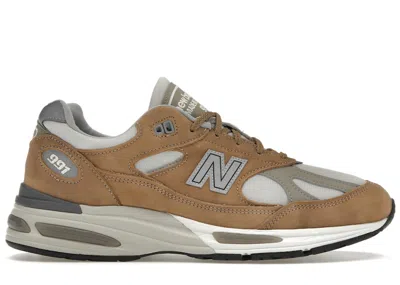 Pre-owned New Balance Men's  991v2 Miuk Nostalgic Sepia Sneakers In Coco Mocca/rainy Day/flint Grey In Multi