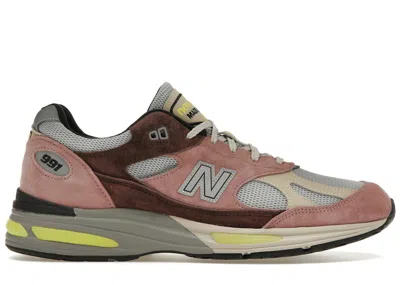 Pre-owned New Balance Men's  991v2 Miuk Sneakers In Rosewood/quiet Grey In Multi