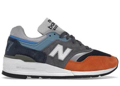 Pre-owned New Balance Men's  997 Oversized Blue Sneakers In Chambray Blue/orange In Multi