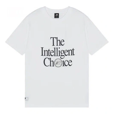 New Balance Men's  Alphabet Printing Sports Round Neck Pullover Short Sleeve White