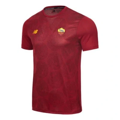 New Balance Men's  As Roma Logo Printing Training Sports Round Neck Short Sleeve Red