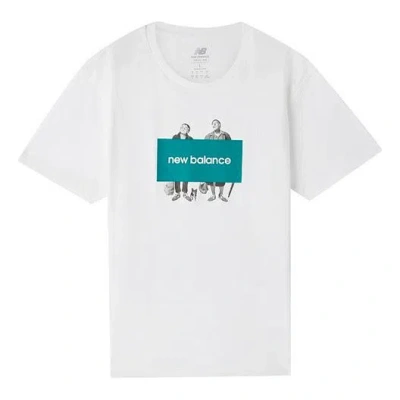 New Balance Men's  Creative Logo Round Neck Short Sleeve White