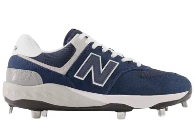 Pre-owned New Balance Men's  Fresh Foam 574 Cleat Sneakers In Navy Blue/white/cool Grey