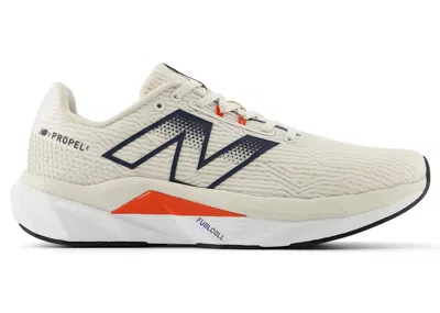 Pre-owned New Balance Men's  Fuelcell Propel V5 Sneakers In Linen/nb Navy Blue/neo Flame