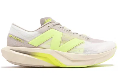 Pre-owned New Balance Men's  Fuelcell Rebel V4 Sneakers In Moonrock/bleached Lime Glo/sea Salt