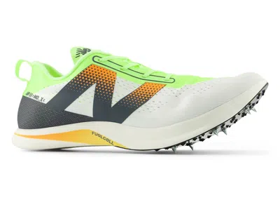 Pre-owned New Balance Men's  Fuelcell Supercomp Mdxv3 Sneakers In White/bleached Lime Glo/hot Mango