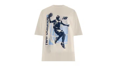 Pre-owned New Balance Men's  Hoops Graphic Vintage T-shirt In Beige/blue In Multi