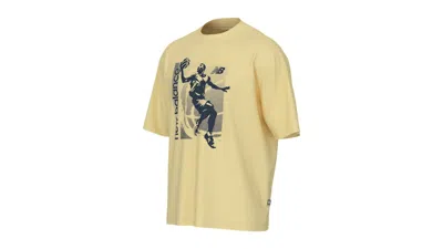 Pre-owned New Balance Men's  Hoops Graphic Vintage T-shirt In Yellow/dark Blue