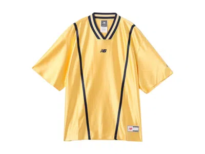 Pre-owned New Balance Men's  In Game Tricot Shooting T-shirt In Yellow/navy Blue In Multi