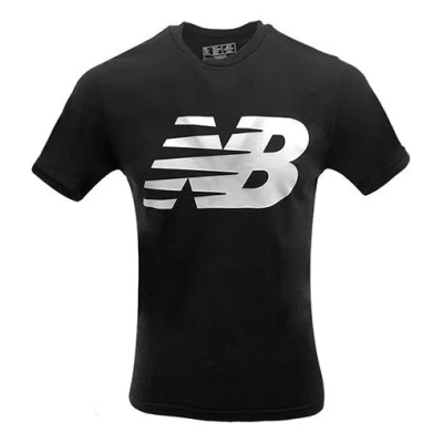 New Balance Men's  Knit Breathable Athleisure Casual Sports Logo Printing Short Sleeve Bl In Black