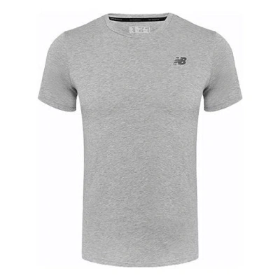 New Balance Men's  Knit Tops Round Neck Breathable Sweat-wicking Short Sleeve Gray