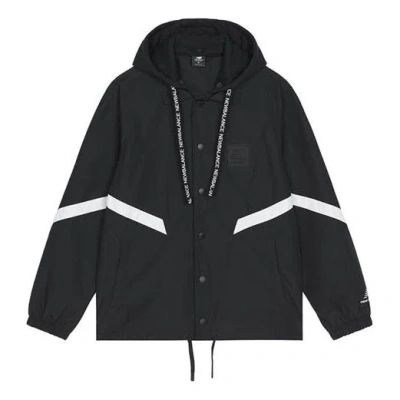 New Balance Men's  Logo Alphabet Printing Contrasting Colors Hooded Jacket Black