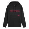 New Balance Men's  Logo Printing Drawstring Hooded Long Sleeves Black