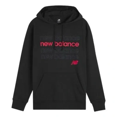New Balance Men's  Logo Printing Drawstring Hooded Long Sleeves Black