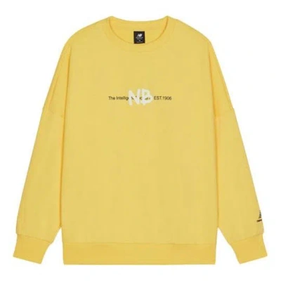 New Balance Men's  Logo Printing Knit Sports Round Neck Pullover Yellow