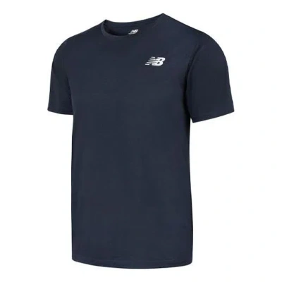 New Balance Men's  Logo Printing Round Neck Sports Running Short Sleeve Navy Blue