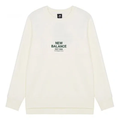 New Balance Men's  Logo Printing Sports Round Neck Pullover White
