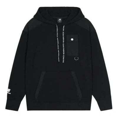 New Balance Men's  Solid Color Casual Hooded Pullover Long Sleeves Black