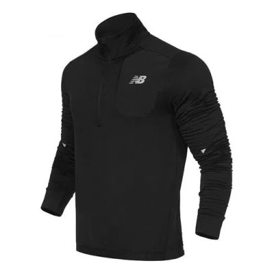 New Balance Men's  Stand Collar Casual Sports Half Zipper Jacket Black