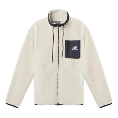 New Balance Men's  Stand Collar Splicing Lamb's Wool Jacket White