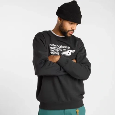 New Balance Men's Numeric French Terry Crew Shirt In Black
