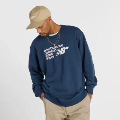 New Balance Men's Numeric French Terry Crew Shirt In Blue