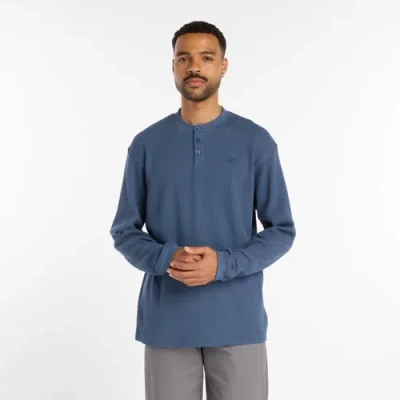 New Balance Men's Numeric Waffle Knit Long Sleeve Henley In Blue