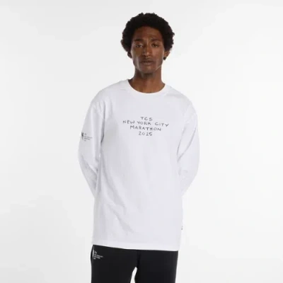 New Balance Men's Nyc Marathon Athletics Premium Back Logo Long Sleeve Shirt In White