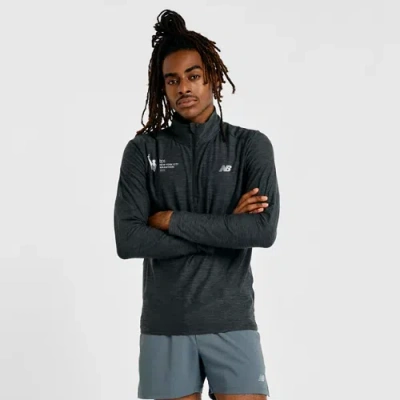 New Balance Men's Nyc Marathon Space Dye 1/4 Zip Shirt In Black