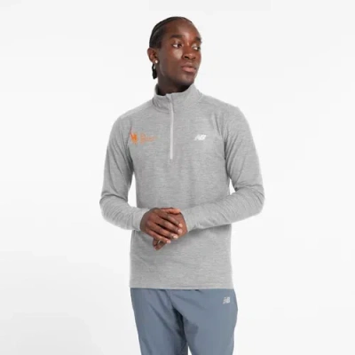 New Balance Men's Nyc Marathon Space Dye 1/4 Zip Shirt In Gray