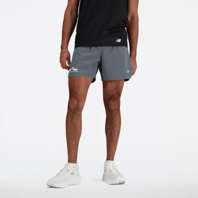 New Balance Men's Run For Life Rc Short 5" In Grey