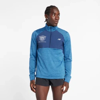 New Balance Men's United Airlines Half Heat Grid 1/2 Zip In Blue