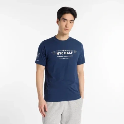 New Balance Men's United Airlines Nyc Half Graphic T-shirt In Blue