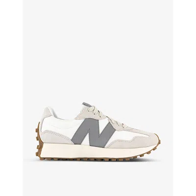 New Balance Mens Snow Grey Offwhite Grey 327 Logo-embellished Suede And Shell Low-top Trainers