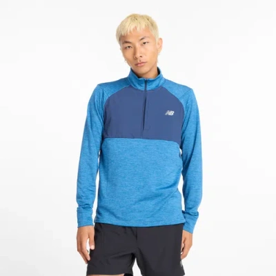 New Balance Men's Athletics Heat Grid 1/2 Zip In Blue/white