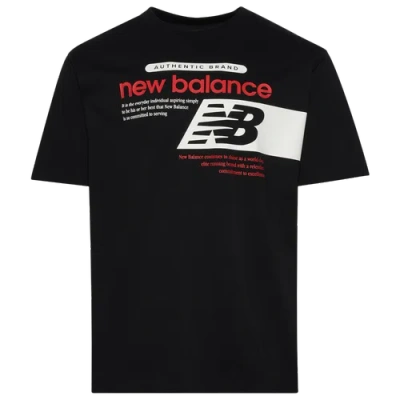 New Balance Mens  Athletics Relaxed Player Short Sleeve T-shirt In Black/red